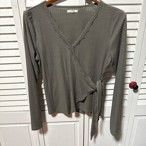 Maurices Olive Green Wrap Blouse